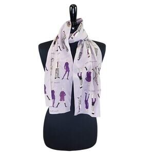 Favolosa Silk Scarf London Mods 1966 Print Purple Fashion Models